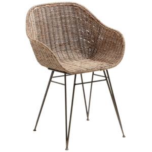 Hněd&aacute; ratanov&aacute; j&iacute;deln&iacute; židle Kave Home Chart s područkami