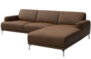 Hněd&aacute; rohov&aacute; koženkov&aacute; pohovka MESONICA Puzo II