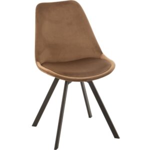 Hněd&aacute; sametov&aacute; j&iacute;deln&iacute; židle J-line Helene