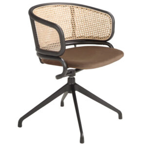 Hněd&aacute; sametov&aacute; otočn&aacute; j&iacute;deln&iacute; židle Angel Cerd&aacute; No. 4129