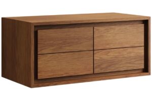 Hněd&aacute; teakov&aacute; umyvadlov&aacute; skř&iacute;ňka Kave Home Kenta 90 x 45 cm