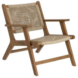 Hněd&eacute; ak&aacute;tov&eacute; zahradn&iacute; křeslo Kave Home Geralda s v&yacute;pletem