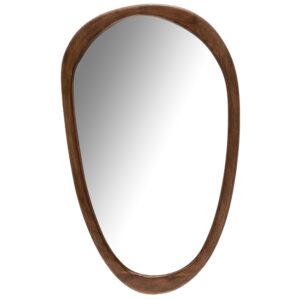 Hněd&eacute; dřevěn&eacute; n&aacute;stěnn&eacute; zrcadlo J-line Irea 51 x 83 cm