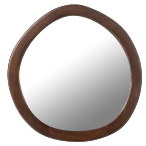 Hněd&eacute; dřevěn&eacute; n&aacute;stěnn&eacute; zrcadlo J-line Wippo 40 x 39 cm