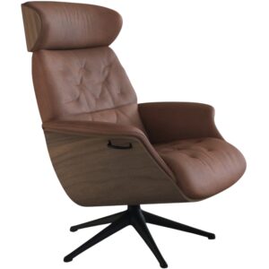 Hněd&eacute; kožen&eacute; lounge křeslo FLEXLUX VOLDEN MEDIUM