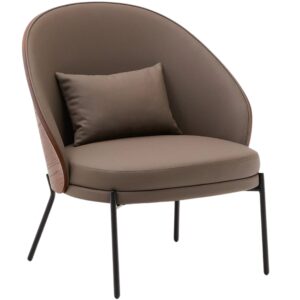 Hněd&eacute; koženkov&eacute; křeslo Kave Home Eamy