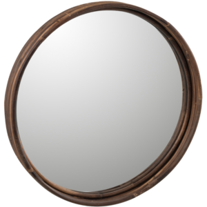 Hněd&eacute; ratanov&eacute; z&aacute;věsn&eacute; zrcadlo J-line Trage 39 cm