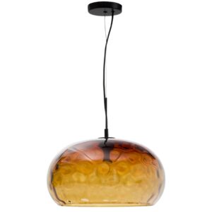 Hněd&eacute; skleněn&eacute; z&aacute;věsn&eacute; světlo Kave Home Balma 40 cm