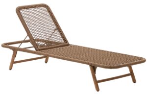 Hněd&eacute; zahradn&iacute; leh&aacute;tko Kave Home Dandara s dřevěnou podnož&iacute;