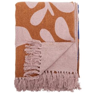 Hnědo-modr&yacute; bavlněn&yacute; pl&eacute;d Bloomingville Atle 160 x 130 cm