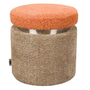 Hnědo-oranžov&yacute; boucl&eacute; taburet DUTCHBONE SEN 39 cm