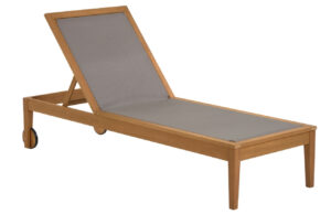 Hnědo zelen&eacute; l&aacute;tkov&eacute; polohovateln&eacute; zahradn&iacute; leh&aacute;tko Kave Home Caterin