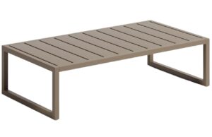 Hnědo zelen&yacute; kovov&yacute; zahradn&iacute; stolek Kave Home Comova 114 x 60 cm