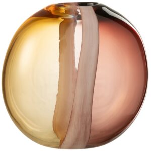 Hnědo-žlut&aacute; skleněn&aacute; v&aacute;za J-line Amberis 26 cm