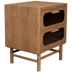 Hněd&yacute; dřevěn&yacute; nočn&iacute; stolek DUTCHBONE CAROUN 45 X 38 cm