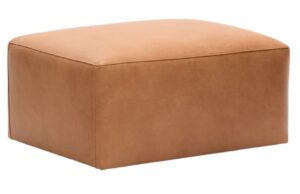 Hněd&yacute; kožen&yacute; taburet Kave Home Blok 90 x 70 cm