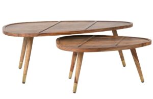 Hněd&yacute; set sheeshamov&yacute;ch konferenčn&iacute;ch stolků DUTCHBONE Sham 110x60 cm