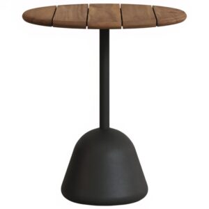 Hněd&yacute; zahradn&iacute; stůl Kave Home Saura 70 cm s černou podnož&iacute;