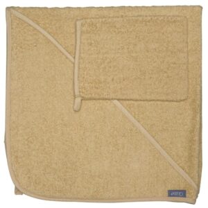 Hořčicově žlut&aacute; bavlněn&aacute; osu&scaron;ka s kapuc&iacute; Quax Terry 75 x 75 cm