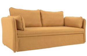 Hořčicově žlut&aacute; l&aacute;tkov&aacute; rozkl&aacute;dac&iacute; pohovka Kave Home Tanit 210 cm