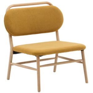 Hořčicově žlut&eacute; čalouněn&eacute; křeslo Kave Home Helda