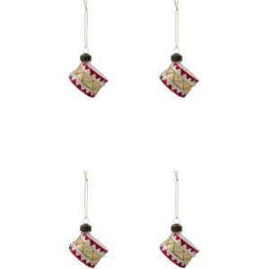 House Doctor Červeno-zlat&eacute; skleněn&eacute; v&aacute;nočn&iacute; ozdoby Tambur