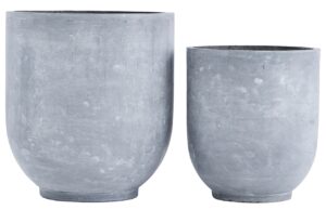 House Doctor Set dvou &scaron;ed&yacute;ch cementov&yacute;ch květin&aacute;čů Gard 40/50 cm