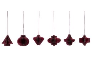 House Doctor Set &scaron;esti červen&yacute;ch pap&iacute;rov&yacute;ch v&aacute;nočn&iacute;ch ozdob Ornaments