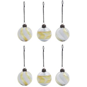 House Doctor Set &scaron;esti zlato-stř&iacute;brn&yacute;ch skleněn&yacute;ch v&aacute;nočn&iacute;ch ozdob Glowi 6 cm