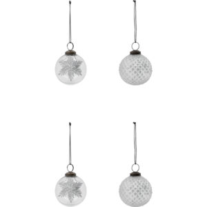 House Doctor Stř&iacute;brn&eacute; skleněn&eacute; v&aacute;nočn&iacute; ozdoby Snowi 7