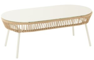 J-line B&iacute;l&yacute; zahradn&iacute; stolek Poa 116 x 58 cm