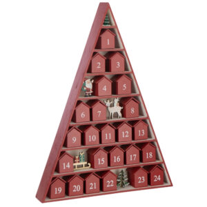 J-line Červen&yacute; dřevěn&yacute; adventn&iacute; kalend&aacute;ř Garry