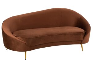 J-line Hněd&aacute; sametov&aacute; pohovka Elisabeth 180 cm