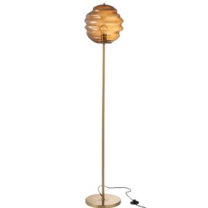 J-line Hněd&aacute; skleněn&aacute; stojac&iacute; lampa Honeycomb 156 cm