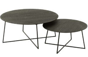 J-line Set dvou čern&yacute;ch dřevěn&yacute;ch konferenčn&iacute;ch stolků Eve 80/60 cm