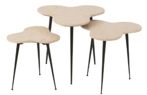 J-line Set tř&iacute; b&iacute;l&yacute;ch mramorov&yacute;ch odkl&aacute;dac&iacute;ch stolků Shamrock 61/55 cm