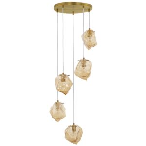 Jantarově hněd&eacute; skleněn&eacute; z&aacute;věsn&eacute; světlo Nova Luce Odelle 48 cm