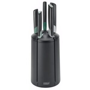 Joseph Joseph Sada černo-zelen&yacute;ch nerezov&yacute;ch nožů s rotačn&iacute;m stojanem Elevate