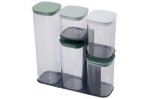 Joseph Joseph Sada pěti zelen&yacute;ch plastov&yacute;ch d&oacute;z na potraviny Podium