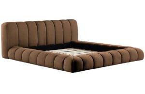 Jotex Hněd&aacute; čalouněn&aacute; dvoulůžkov&aacute; postel DERMY 160 x 200 cm