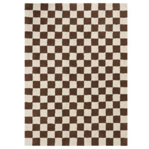 Jotex Hněd&yacute; kostkovan&yacute; koberec MELA 200 x 300 cm