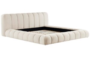 Jotex Kr&eacute;mově b&iacute;l&aacute; čalouněn&aacute; dvoulůžkov&aacute; postel DERMY 160 x 200 cm