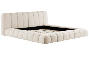 Jotex Kr&eacute;mově b&iacute;l&aacute; čalouněn&aacute; dvoulůžkov&aacute; postel DERMY 180 x 200 cm