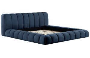 Jotex Modr&aacute; čalouněn&aacute; dvoulůžkov&aacute; postel DERMY 160 x 200 cm