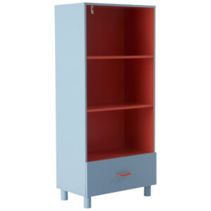 Jotex Modro-červen&aacute; lakovan&aacute; dětsk&aacute; knihovna BIBBI 131 x 60 cm