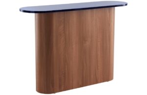 Jotex Modr&yacute; toaletn&iacute; stolek LIVI 120 x 35 cm s ořechovou podnož&iacute;