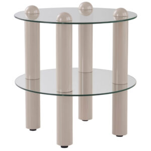 Jotex Skleněn&yacute; odkl&aacute;dac&iacute; stolek EGAN 48 cm s b&eacute;žovou podnož&iacute;