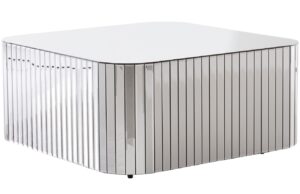 Jotex Stř&iacute;brn&yacute; zrcadlov&yacute; konferenčn&iacute; stolek MARLY 80 x 80 cm