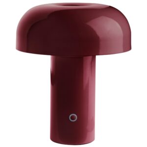 Jotex Tmavě červen&aacute; kovov&aacute; nab&iacute;jec&iacute; stoln&iacute; LED lampa RAGGE