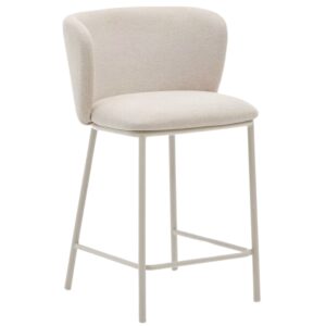 Kave Home B&eacute;žov&aacute; barov&aacute; židle Ciselia 65 cm s b&eacute;žovou podnož&iacute;